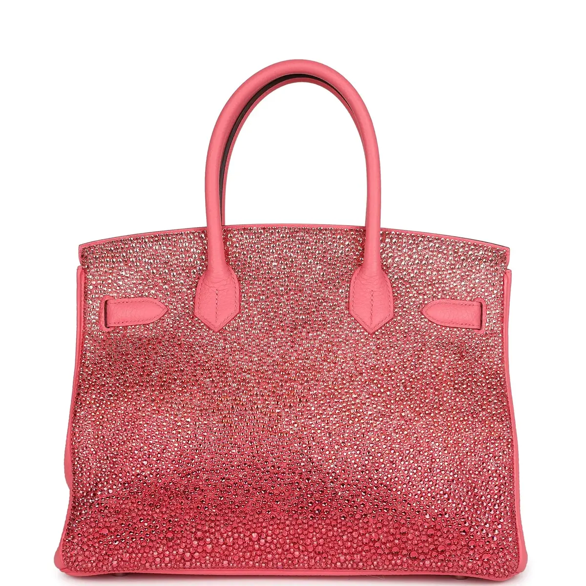 HERMÈS Custom Hermes Birkin 30 Ombre Swarovski Crystal Rose Azalee Clemence Palladium Hardware | Thumbnail 4 HERMÈS Custom Hermes Birkin 30 Ombre Swarovski Crystal Rose Azalee Clemence Palladium Hardware | Thumbnail 4