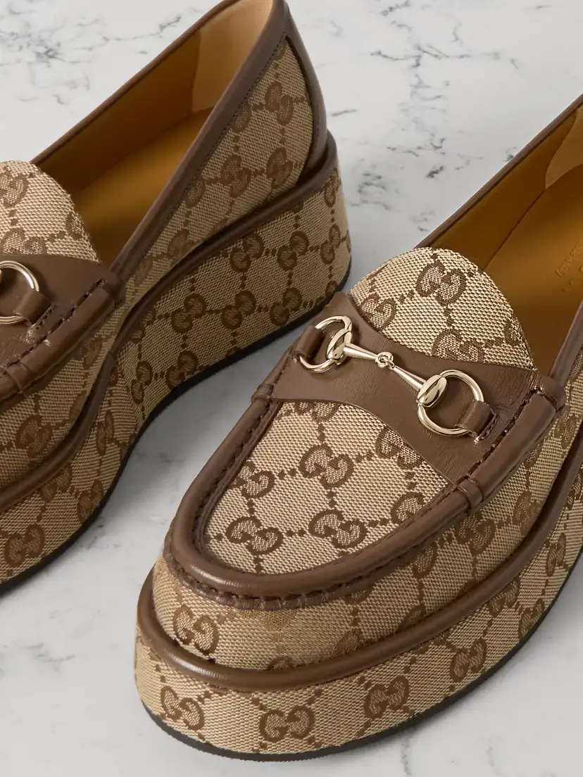 Gucci Ilde Leather-trimmed Canvas-jacquard Platform Moccasin | Thumbnail 4 Gucci Ilde Leather-trimmed Canvas-jacquard Platform Moccasin | Thumbnail 4