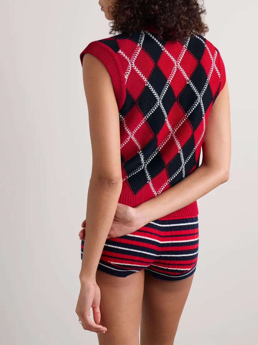 Guest In Residence Argyle Cotton-jacquard Vest | Thumbnail 4 Guest In Residence Argyle Cotton-jacquard Vest | Thumbnail 4