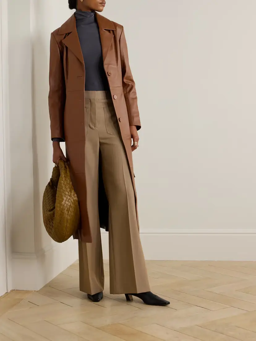 Nour Hammour Tamara Belted Paneled Leather Coat | Thumbnail 2