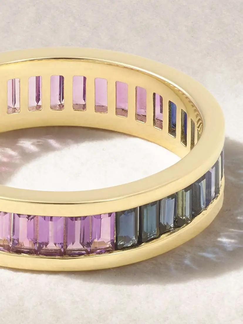 Sydney Evan 14-karat Gold, Sapphire And Amethyst Eternity Ring | Thumbnail 3 Sydney Evan 14-karat Gold, Sapphire And Amethyst Eternity Ring | Thumbnail 3