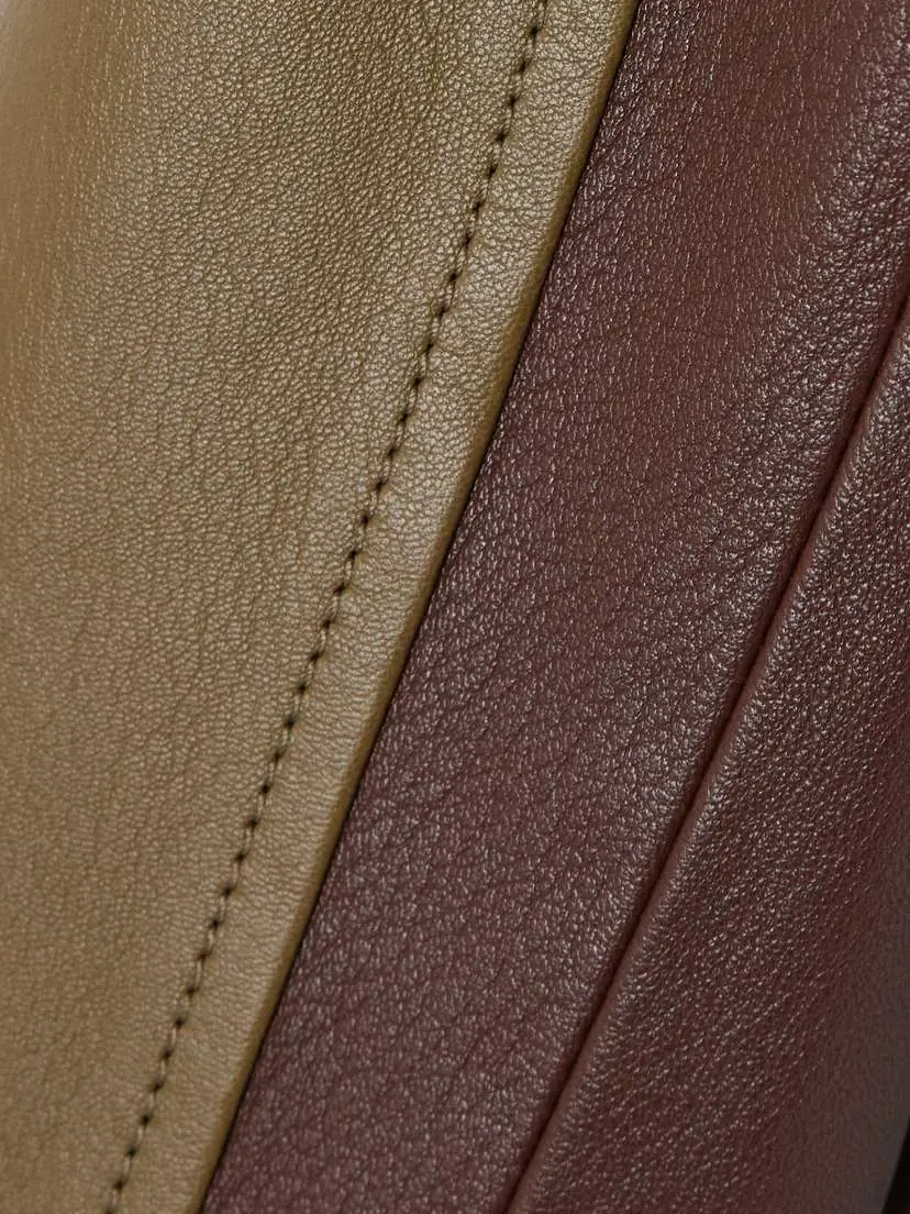Loewe Cropped Layered Two-tone Leather Bomber Jacket | Thumbnail 4 Loewe Cropped Layered Two-tone Leather Bomber Jacket | Thumbnail 4