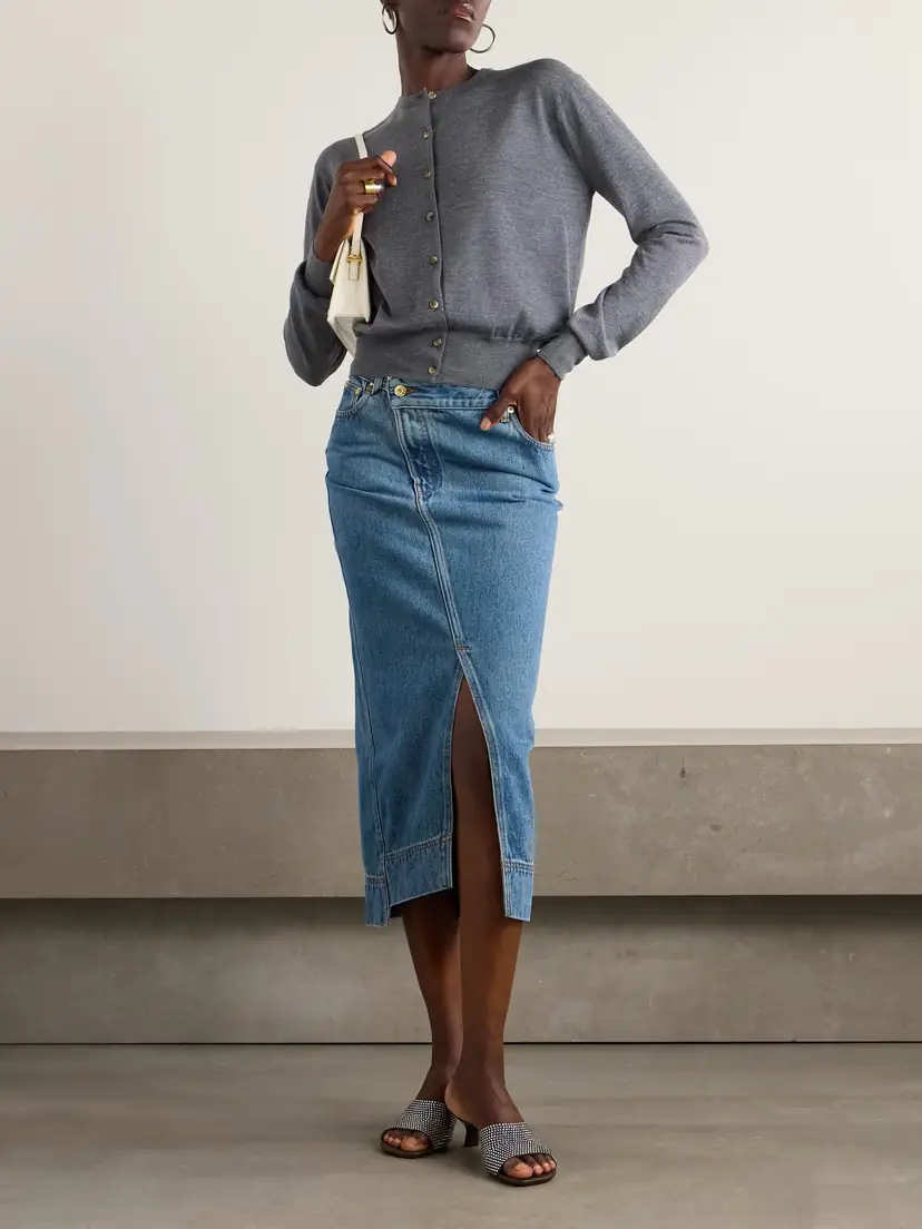 Jacquemus La Jupe De Nimes Asymmetric Denim Midi Skirt | Thumbnail 2