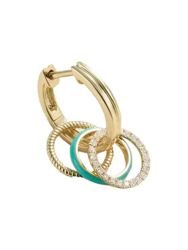 9-karat Gold, Enamel And Diamond Single Hoop Earring