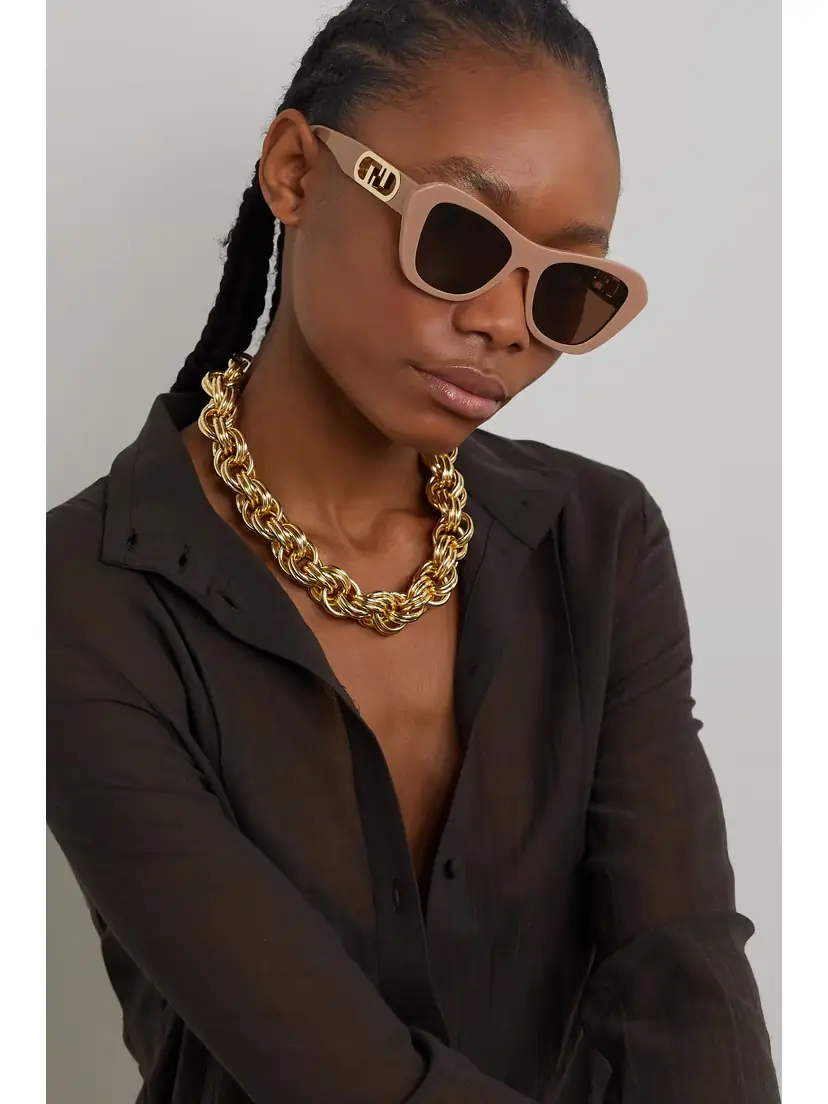 FENDI EYEWEAR O'lock Cat-eye Acetate And Gold-tone Sunglasses | Thumbnail 2 FENDI EYEWEAR O'lock Cat-eye Acetate And Gold-tone Sunglasses | Thumbnail 2