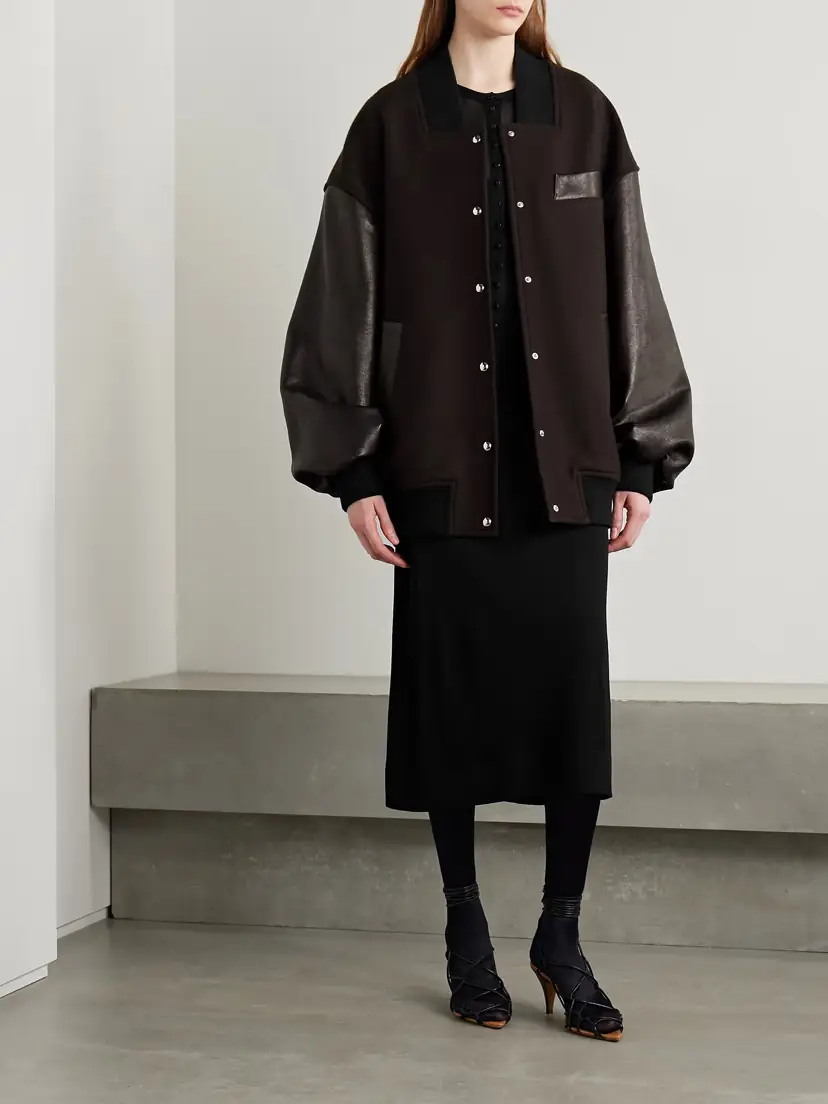 Khaite Spencer Wool-blend Felt And Leather Bomber Jacket | Thumbnail 2