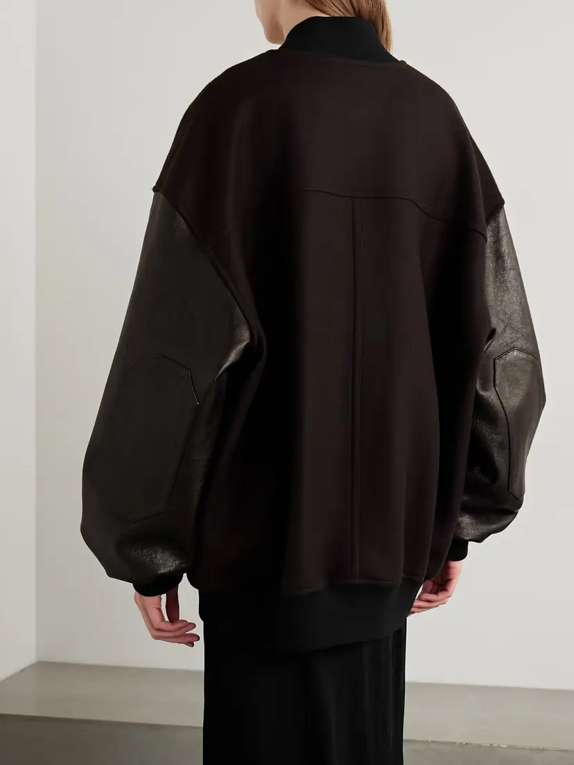 Khaite Spencer Wool-blend Felt And Leather Bomber Jacket | Thumbnail 3