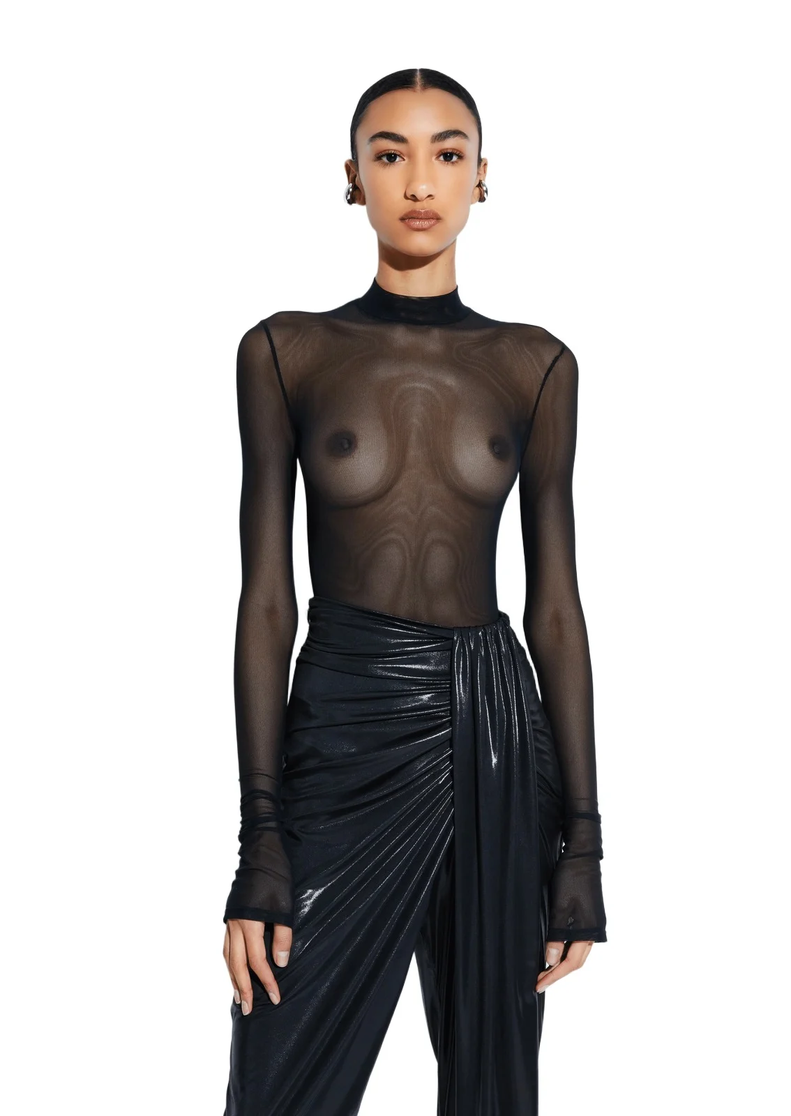 Mesh Mock Neck Bodysuit