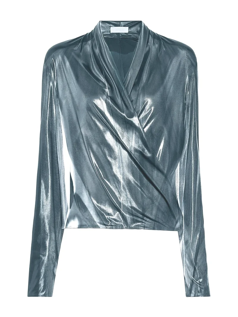 Lapointe Metallic Organza Wrap Top