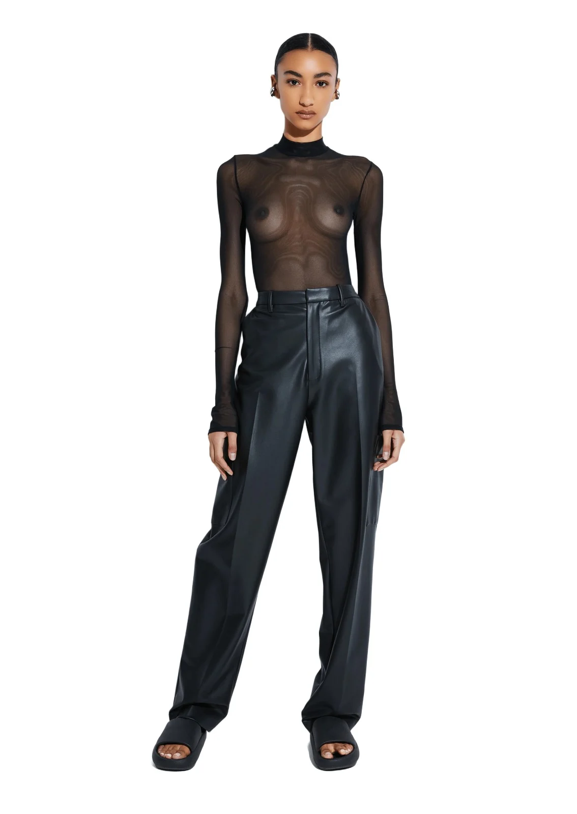Stretch Faux Leather Tapered Trouser Stretch Faux Leather Tapered Trouser