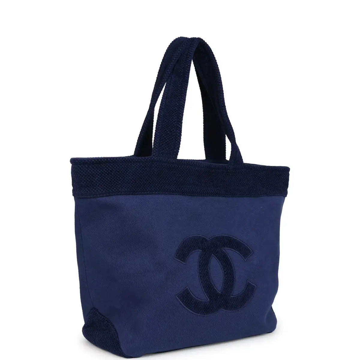 Chanel Chanel CC Beach Tote Bag & Towel Set Navy Blue Canvas & Terry | Thumbnail 2 Chanel Chanel CC Beach Tote Bag & Towel Set Navy Blue Canvas & Terry | Thumbnail 2