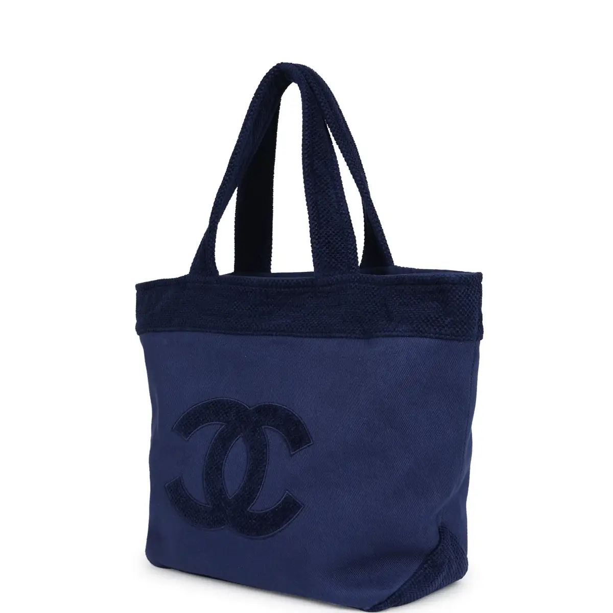 Chanel Chanel CC Beach Tote Bag & Towel Set Navy Blue Canvas & Terry | Thumbnail 3 Chanel Chanel CC Beach Tote Bag & Towel Set Navy Blue Canvas & Terry | Thumbnail 3
