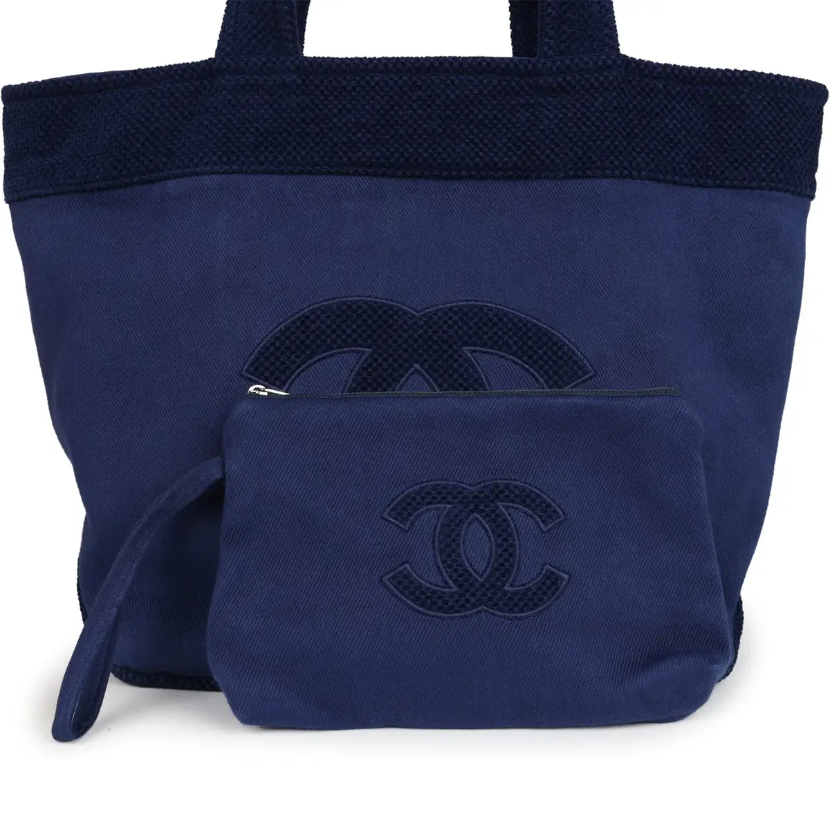 Chanel Chanel CC Beach Tote Bag & Towel Set Navy Blue Canvas & Terry | Thumbnail 6 Chanel Chanel CC Beach Tote Bag & Towel Set Navy Blue Canvas & Terry | Thumbnail 6