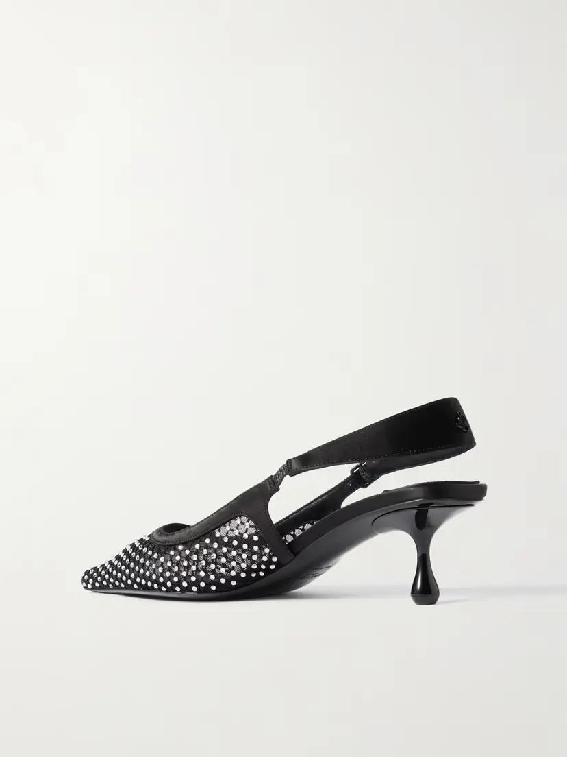 Jimmy Choo Amel 50 Crystal-embellished Mesh And Satin Slingback Pumps | Thumbnail 3 Jimmy Choo Amel 50 Crystal-embellished Mesh And Satin Slingback Pumps | Thumbnail 3