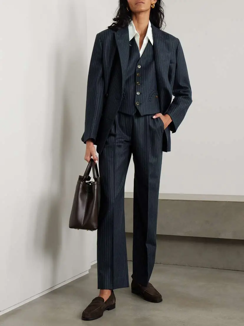 Blazé Milano Fox Pleated Pinstriped Wool And Cashmere-blend Straight-leg Pants | Thumbnail 2 Blazé Milano Fox Pleated Pinstriped Wool And Cashmere-blend Straight-leg Pants | Thumbnail 2