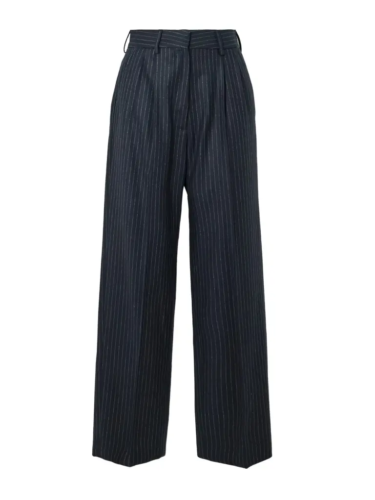 Fox Pleated Pinstriped Wool And Cashmere-blend Straight-leg Pants