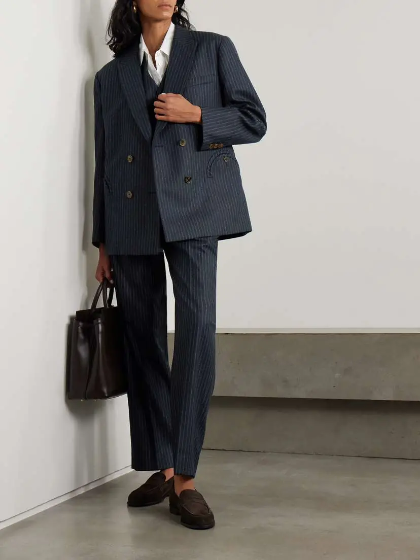 Blazé Milano Nightbreak Double-breasted Pinstriped Wool And Cashmere-blend Blazer | Thumbnail 2 Blazé Milano Nightbreak Double-breasted Pinstriped Wool And Cashmere-blend Blazer | Thumbnail 2
