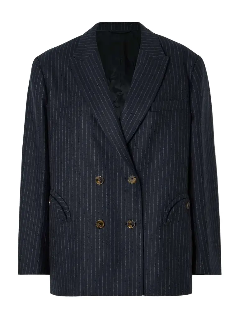 Nightbreak Double-breasted Pinstriped Wool And Cashmere-blend Blazer