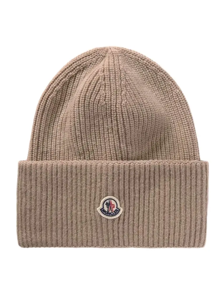 Moncler Logo-appliquéd Ribbed Wool Beanie | Image 1 Moncler Logo-appliquéd Ribbed Wool Beanie | Image 1