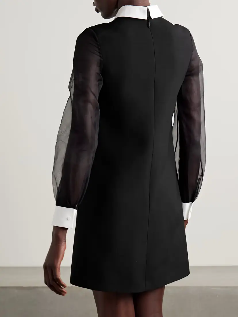 Valentino Garavani Organza-trimmed Wool And Silk-blend Crepe Mini Dress | Thumbnail 3 Valentino Garavani Organza-trimmed Wool And Silk-blend Crepe Mini Dress | Thumbnail 3
