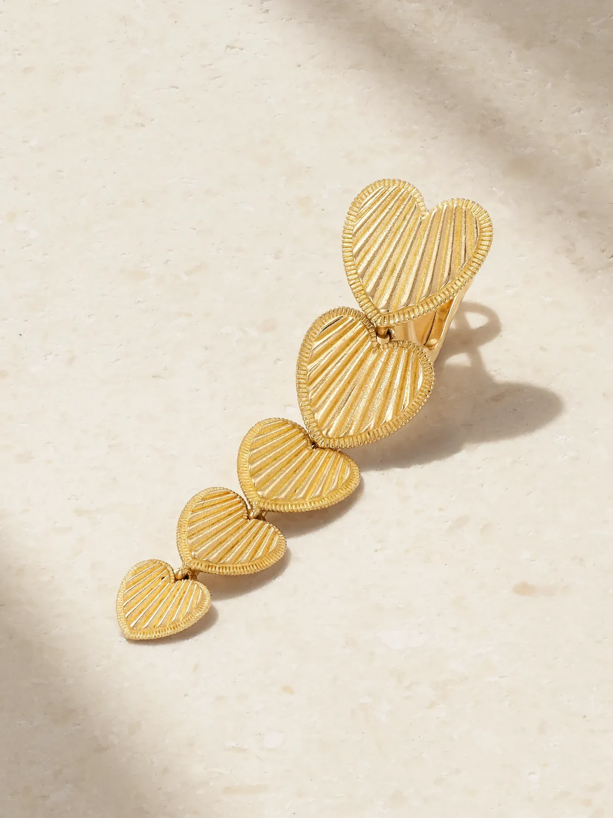 Graduated Heart Token 18-karat Gold Single Earring Graduated Heart Token 18-karat Gold Single Earring