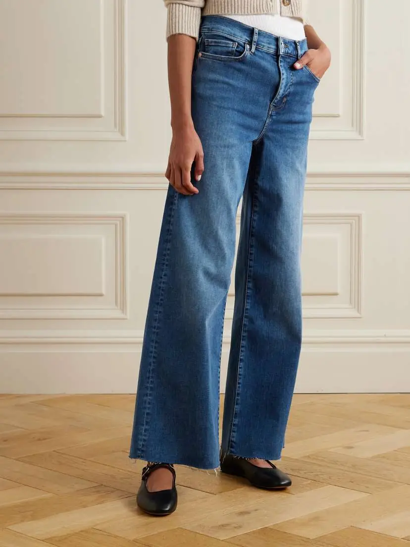 Frame Le Slim Palazzo Distressed High-rise Wide-leg Organic Jeans | Thumbnail 3