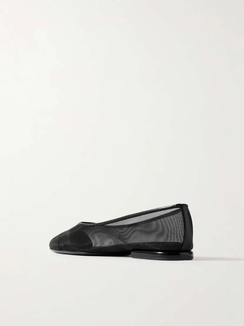 Loro Piana Primula Leather-trimmed Mesh Point-toe Flats | Thumbnail 3