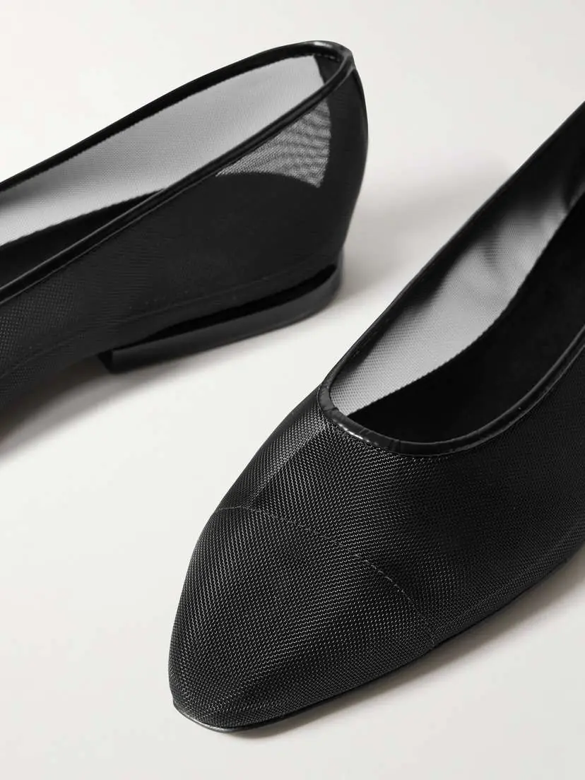 Loro Piana Primula Leather-trimmed Mesh Point-toe Flats | Thumbnail 4