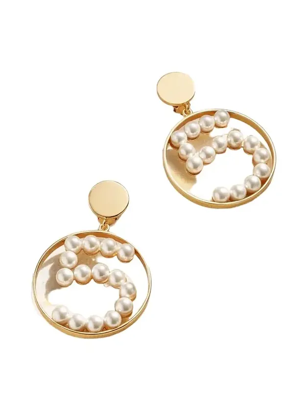 Gold-plated Faux Pearl Clip Earrings