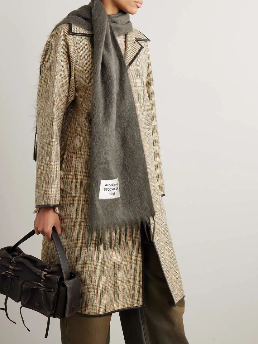 Acne Studios Appliquéd Fringed Brushed Alpaca-blend Scarf | Thumbnail 2