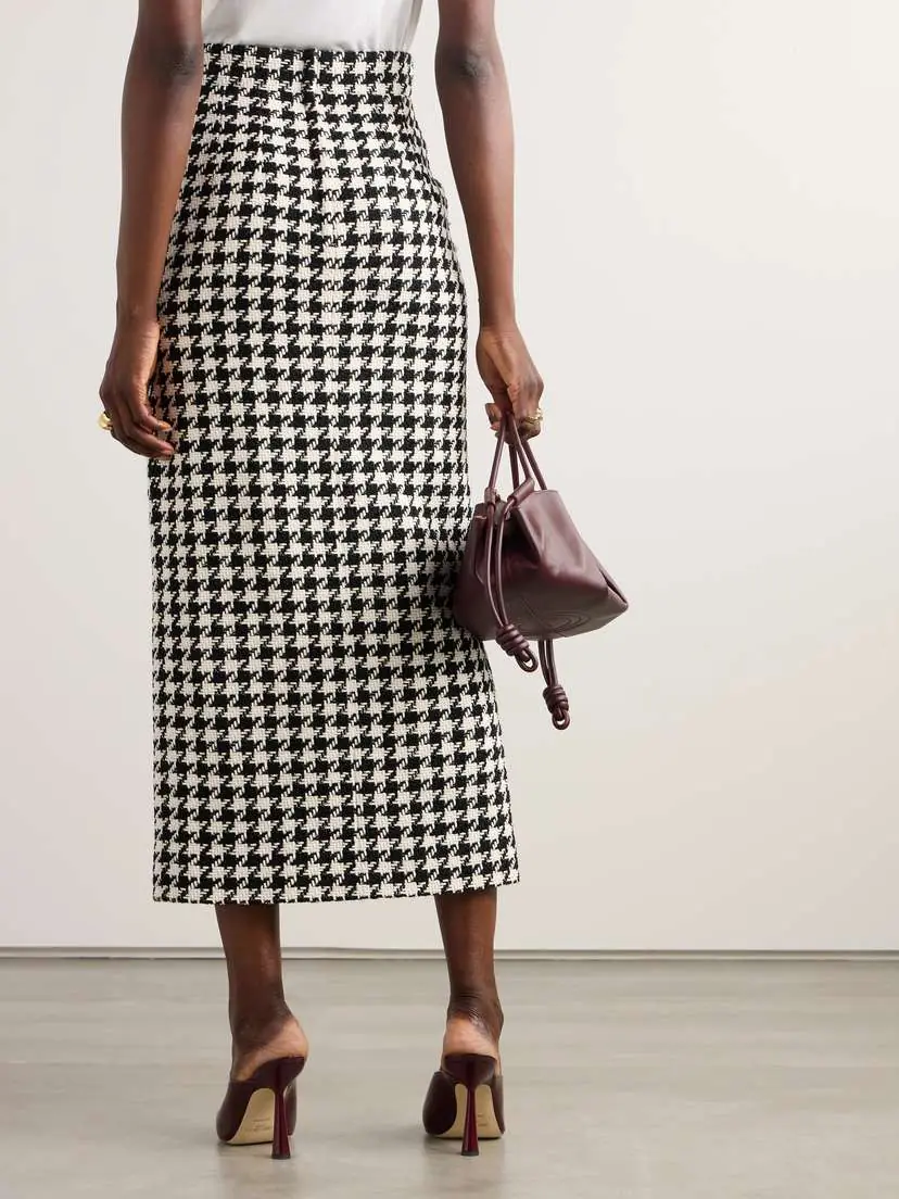 Dolce & Gabbana Houndstooth Wool And Cotton-blend Tweed Midi Skirt | Thumbnail 3 Dolce & Gabbana Houndstooth Wool And Cotton-blend Tweed Midi Skirt | Thumbnail 3