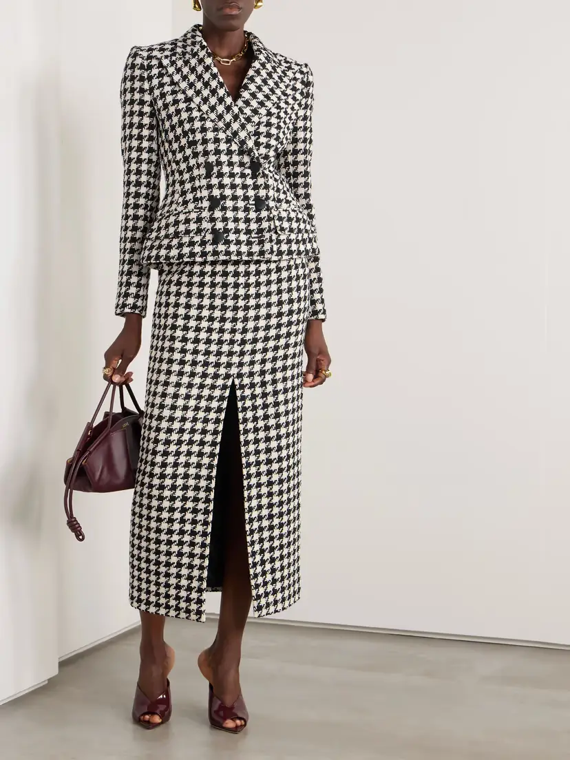 Dolce & Gabbana Double-breasted Houndstooth Wool And Cotton-blend Tweed Blazer | Thumbnail 2 Dolce & Gabbana Double-breasted Houndstooth Wool And Cotton-blend Tweed Blazer | Thumbnail 2