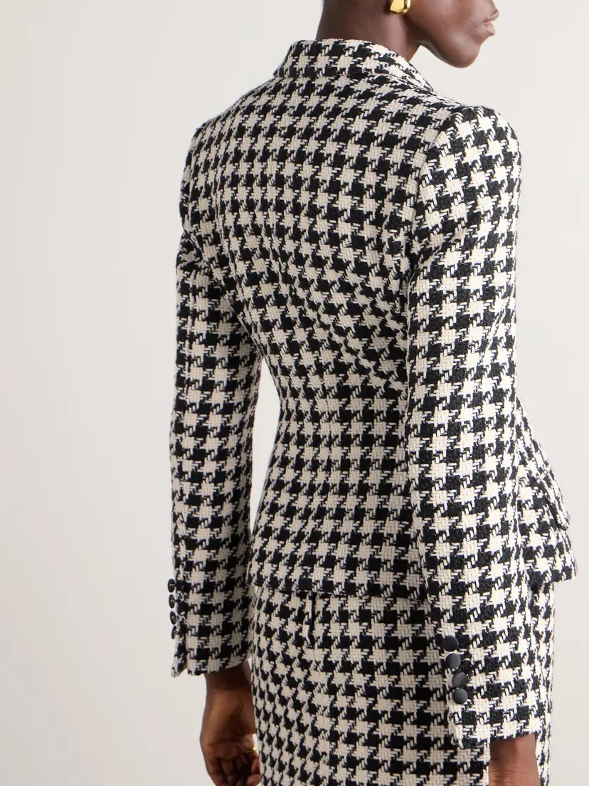 Dolce & Gabbana Double-breasted Houndstooth Wool And Cotton-blend Tweed Blazer | Thumbnail 3 Dolce & Gabbana Double-breasted Houndstooth Wool And Cotton-blend Tweed Blazer | Thumbnail 3