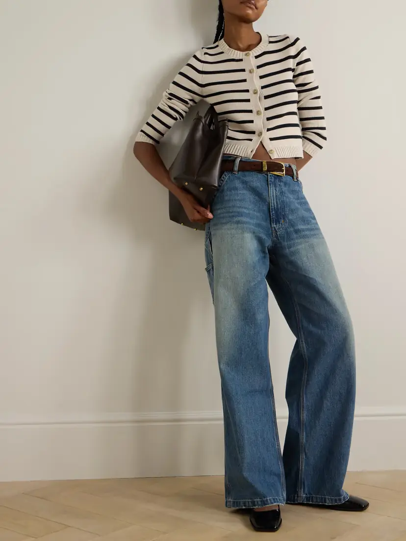 Denimist Cropped Striped Cotton-blend Cardigan - x large | Thumbnail 2