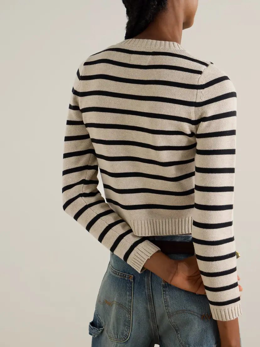 Denimist Cropped Striped Cotton-blend Cardigan - x large | Thumbnail 3