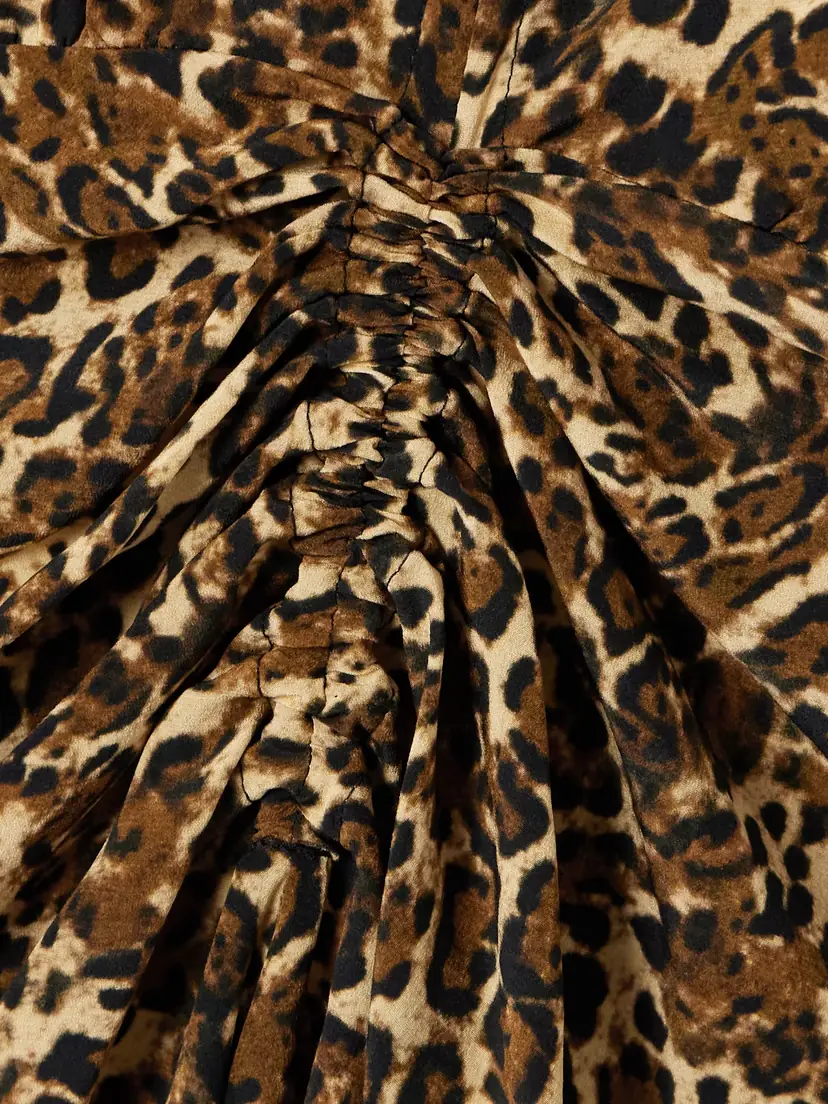 Isabel Marant Albini Gathered Leopard-print Silk-blend Midi Dress | Thumbnail 4 Isabel Marant Albini Gathered Leopard-print Silk-blend Midi Dress | Thumbnail 4