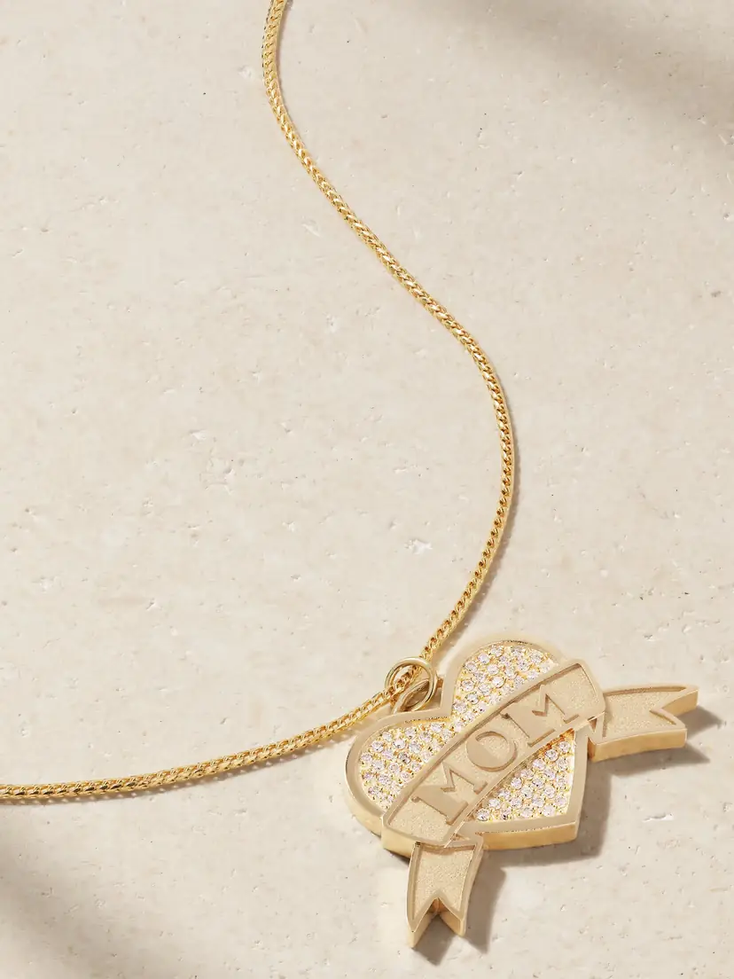 Established Mom Tattoo Small 18-karat Gold Diamond Necklace | Thumbnail 4 Established Mom Tattoo Small 18-karat Gold Diamond Necklace | Thumbnail 4