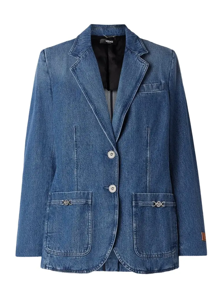 Versace Embellished Denim Blazer | Image 1 Versace Embellished Denim Blazer | Image 1