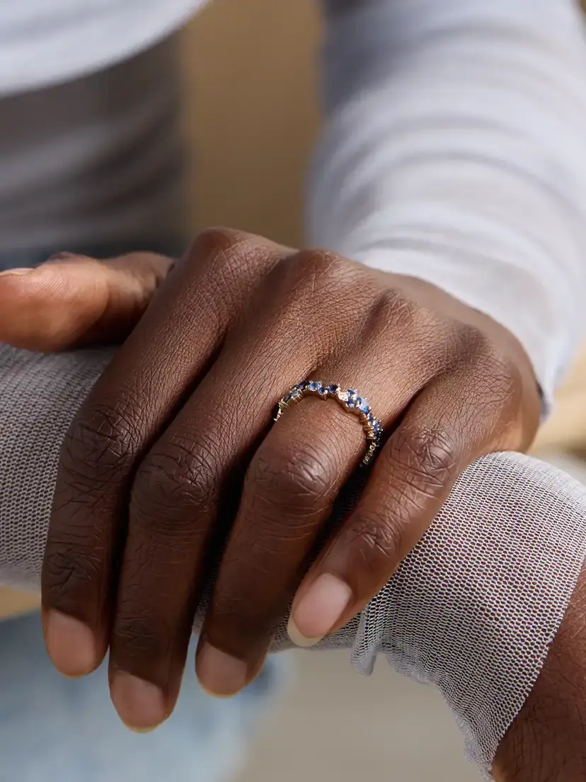 Sydney Evan 14-karat Gold Sapphire And Diamond Eternity Ring | Thumbnail 2 Sydney Evan 14-karat Gold Sapphire And Diamond Eternity Ring | Thumbnail 2