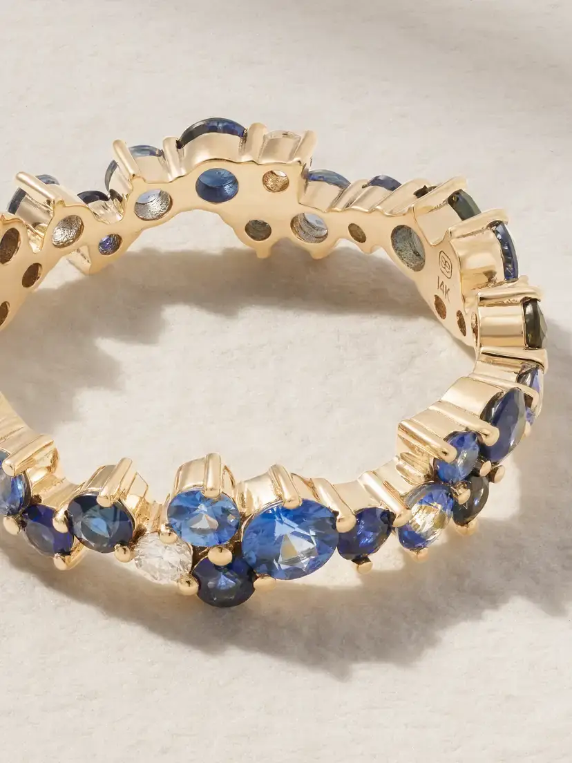 Sydney Evan 14-karat Gold Sapphire And Diamond Eternity Ring | Thumbnail 3 Sydney Evan 14-karat Gold Sapphire And Diamond Eternity Ring | Thumbnail 3