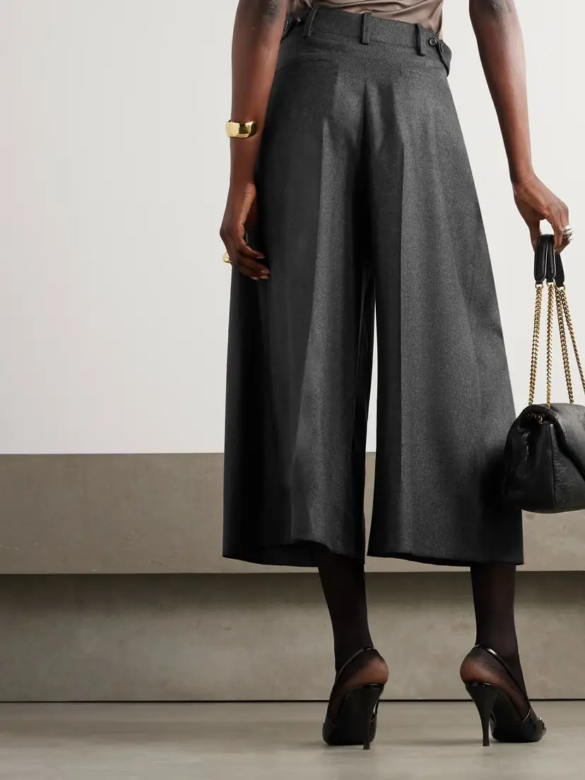Saint Laurent Flared Pleated Cashmere Shorts | Thumbnail 3 Saint Laurent Flared Pleated Cashmere Shorts | Thumbnail 3