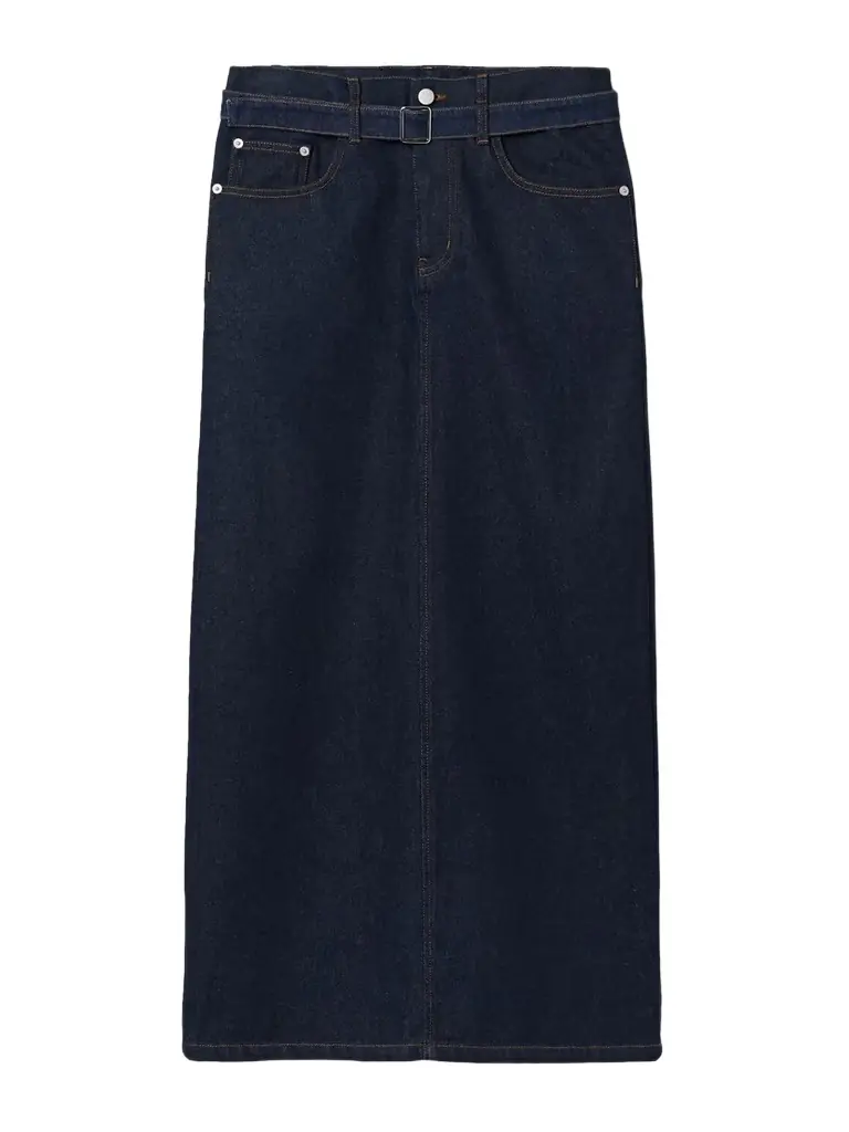 Calder Belted Denim Maxi Skirt