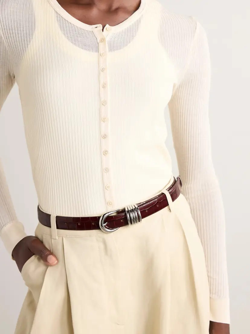 Déhanche Hollyhock Croc-effect Leather Belt | Thumbnail 2 Déhanche Hollyhock Croc-effect Leather Belt | Thumbnail 2