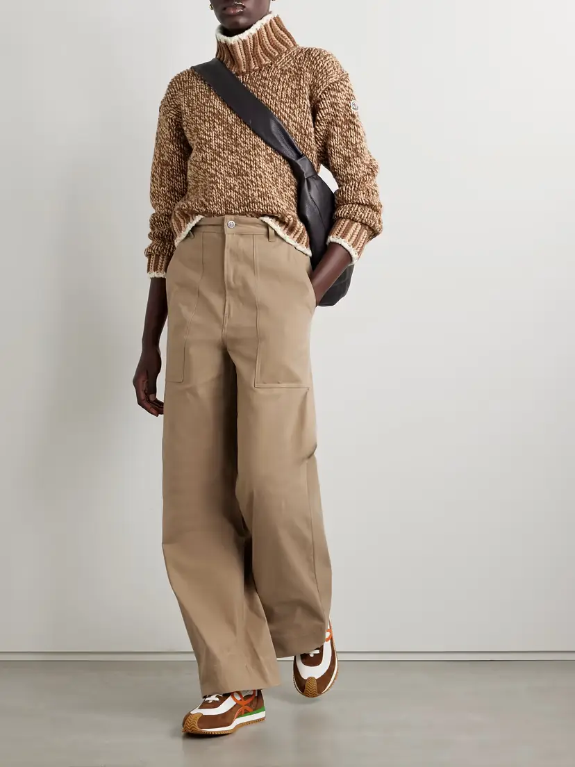 Moncler Cotton-blend Twill Wide Leg Pants | Thumbnail 2
