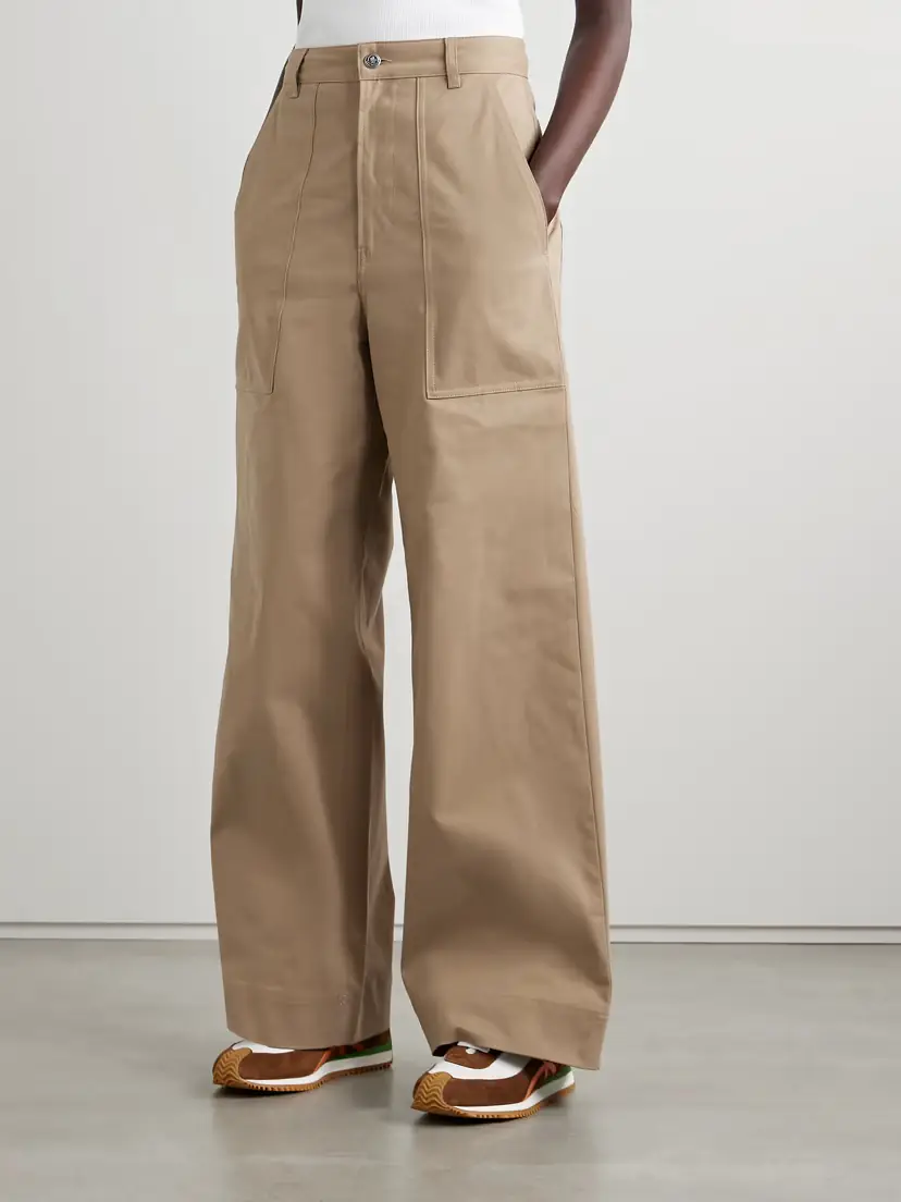 Moncler Cotton-blend Twill Wide Leg Pants | Thumbnail 3
