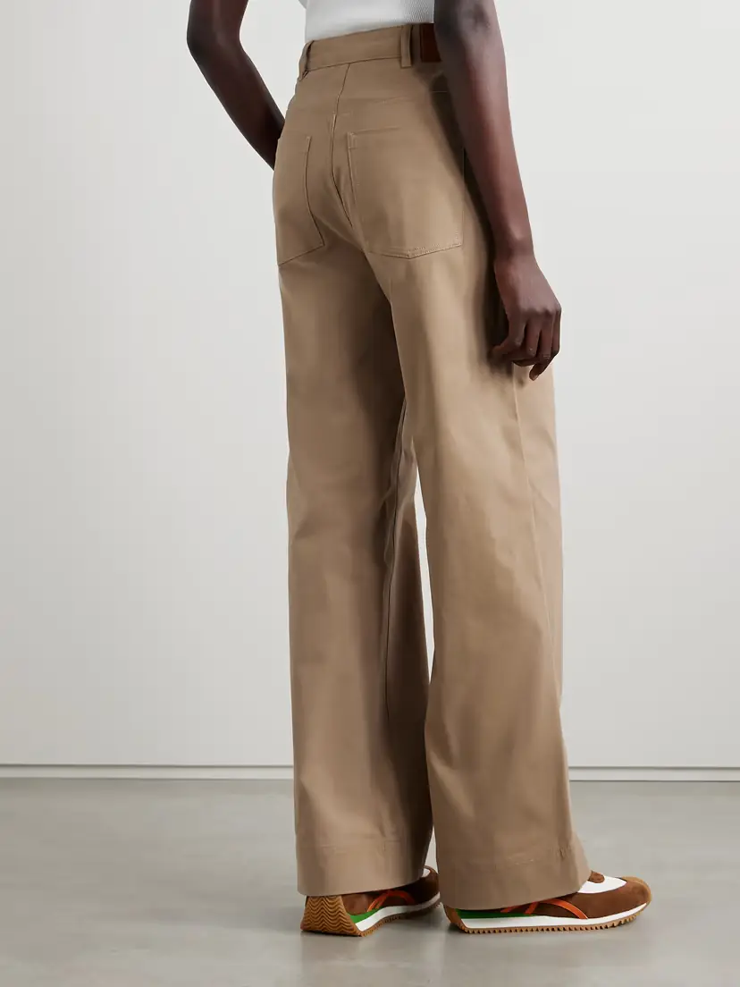 Moncler Cotton-blend Twill Wide Leg Pants | Thumbnail 4