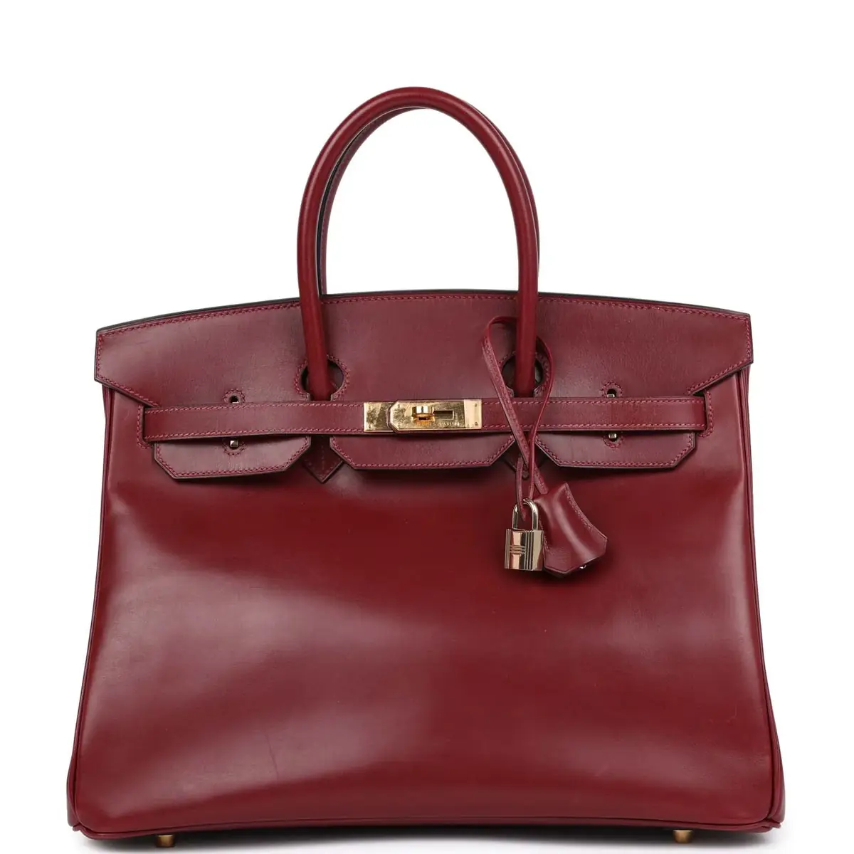 Vintage Hermes Birkin 35 Rouge H Box Calf Gold Hardware