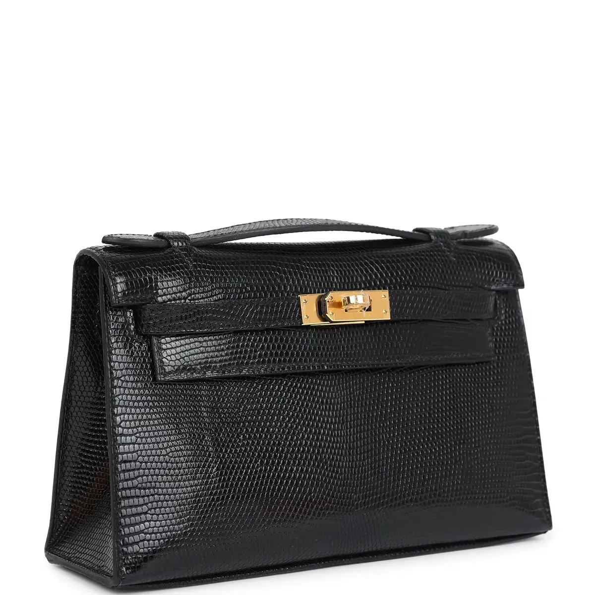 HERMÈS Hermes Kelly Pochette Black Varanus Niloticus Lizard Gold Hardware | Thumbnail 2 HERMÈS Hermes Kelly Pochette Black Varanus Niloticus Lizard Gold Hardware | Thumbnail 2