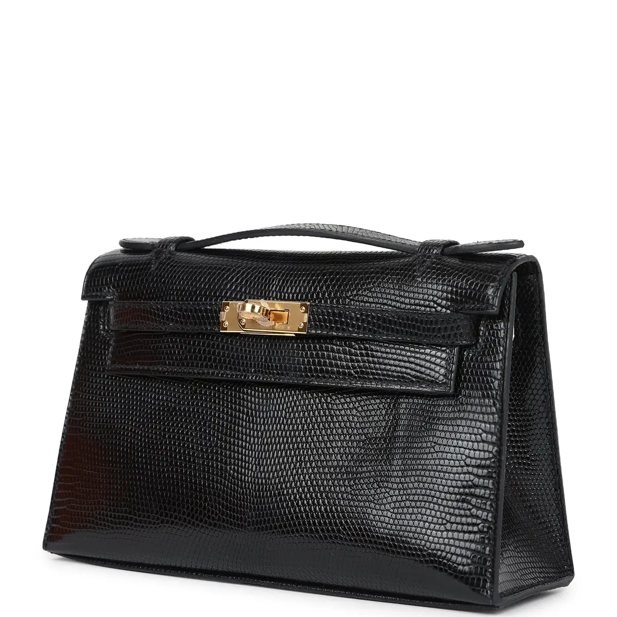 HERMÈS Hermes Kelly Pochette Black Varanus Niloticus Lizard Gold Hardware | Thumbnail 5 HERMÈS Hermes Kelly Pochette Black Varanus Niloticus Lizard Gold Hardware | Thumbnail 5