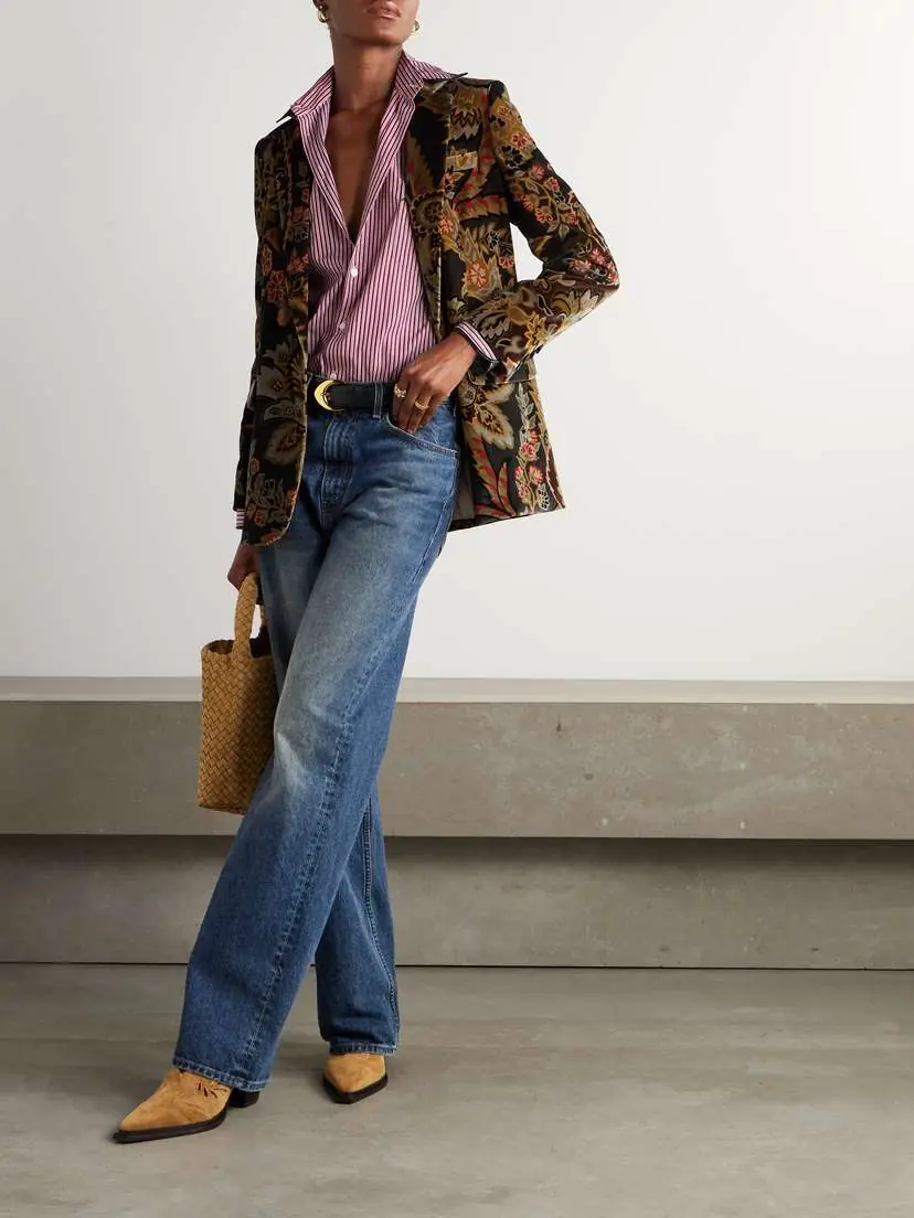 Etro Velvet-trimmed Striped Cotton-poplin Shirt | Thumbnail 2 Etro Velvet-trimmed Striped Cotton-poplin Shirt | Thumbnail 2